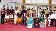 The Governor of Arunachal Pradesh Shri P.B. Acharya with the award winners in the Young talented Artist Award ceremony in Darbar Hall, Raj Bhavan, Itanagar on 25th August 2017. 